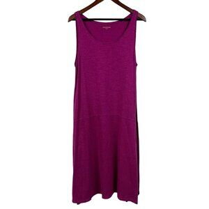 Eileen Fisher Hemp Organic Cotton tank style drop waist shift dress magenta Size